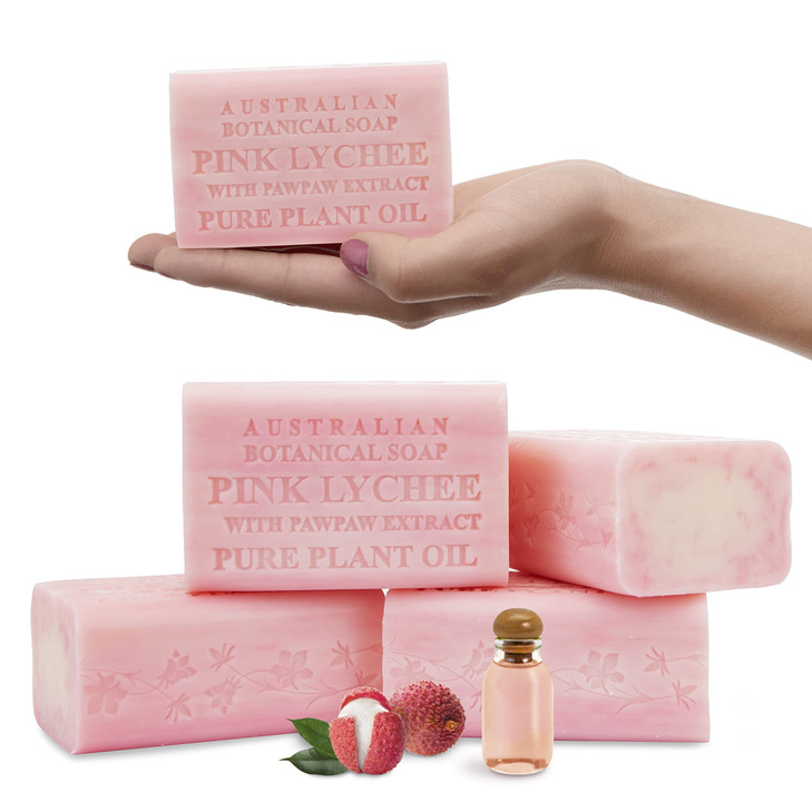 Australian Botanical Soap Pink Lychee with Pawpaw Extract 66 oz Luxury Soap Bars Enriched with Shea Butter Sutiable for