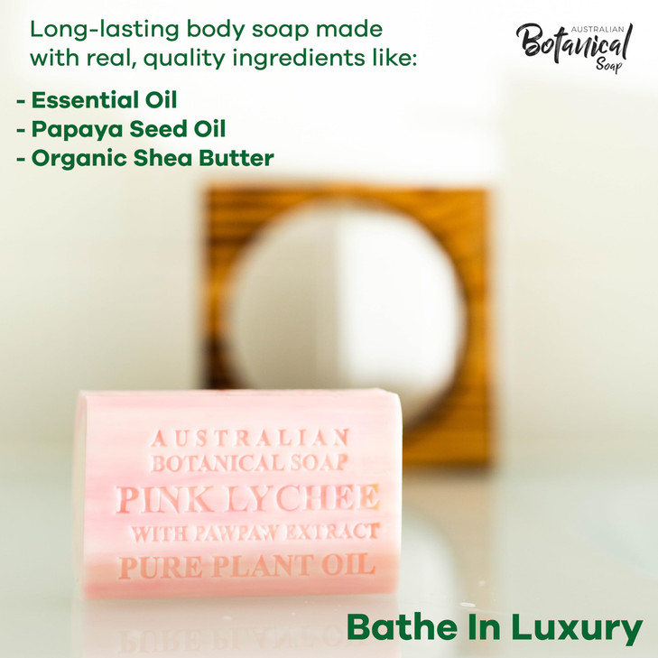 Australian Botanical Soap Pink Lychee with Pawpaw Extract 66 oz Luxury Soap Bars Enriched with Shea Butter Sutiable for