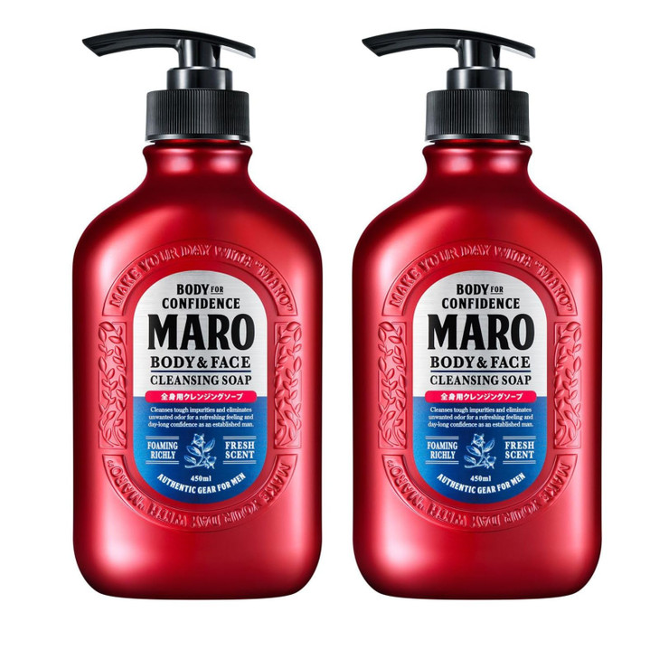 MARO Body Face Cleansing Soap 2Pack AllInOne Mens Bodywash Face Wash Shower Gel Fresh Scent Mens Body Soap That Removes