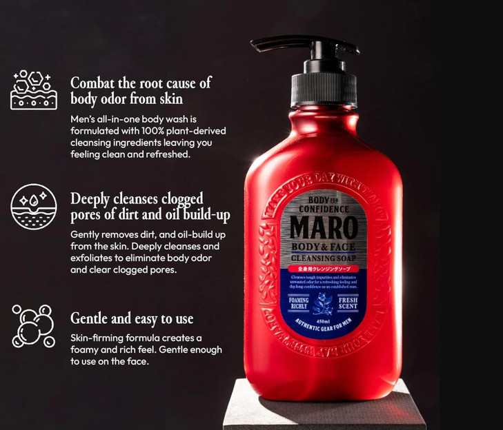MARO Body Face Cleansing Soap 2Pack AllInOne Mens Bodywash Face Wash Shower Gel Fresh Scent Mens Body Soap That Removes