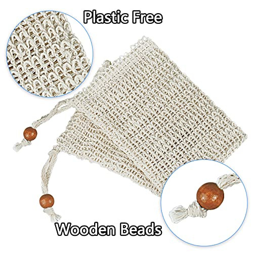 Ycolama 50 Soap Bags Mesh Exfoliating 100 Natural Sisal Soap Pouch Soap Savers for Shower Use Like Massaging And Scrubbi