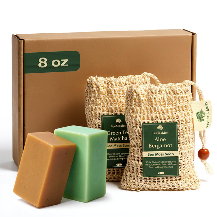 Sea Moss Soap Bar Detoxifying Green Tea Matcha Aloe Bergamot AllNatural Handmade Soap for Sensitive Skin Face Body Welln