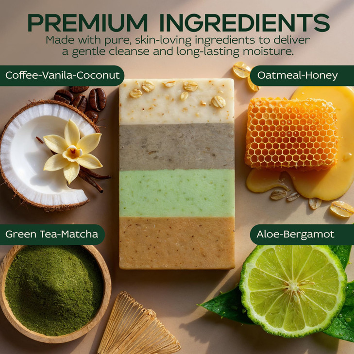 Sea Moss Soap Bar Detoxifying Green Tea Matcha Aloe Bergamot AllNatural Handmade Soap for Sensitive Skin Face Body Welln