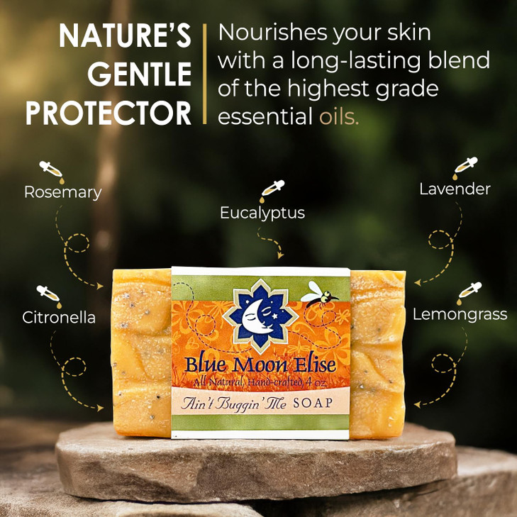 Blue Moon Elise Aint Buggin Me Citronella Bar Soap for Men and Women Natural Handmade Soap with Pure Citronella Essentia