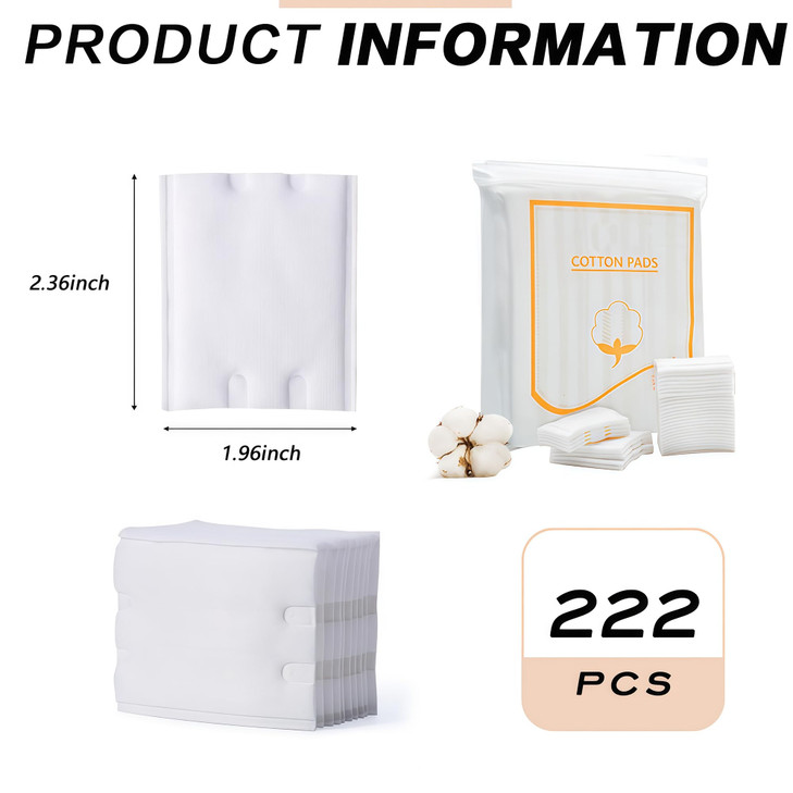 220 Pcs 3 Layer Cotton Makeup Pads Rectangle Facial Cotton Puffs for Makeup Remover Cleansing