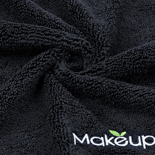 Orighty Microfiber Makeup Remover Cloths Super Soft Quick Dry Face Towels for Cleansing 13 x 13 Inch 6 Count Black