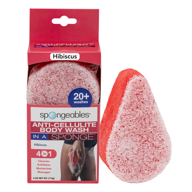 Spongeables Anti Cellulite Body Wash in a 20 Wash Sponge Hibiscus 1 Count