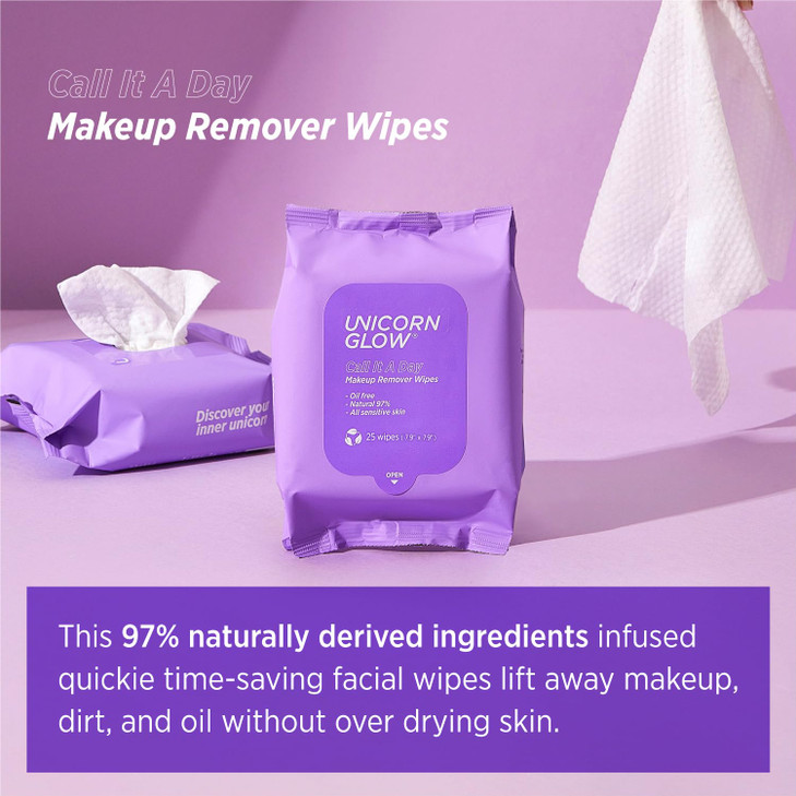 Unicorn Glow Makeup Remover Cleansing Face Wipes 1 EA 25 count XL Oversize Biodegradable Daily Cleansing Facial Towelett