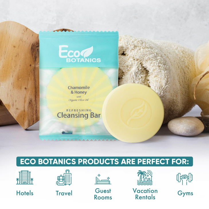 Eco Botanics Travel Size Hotel Cleansing Soap Bar 100 Count 05 oz Bottles Guest Amenities for Hotels Vacation Rentals Sh