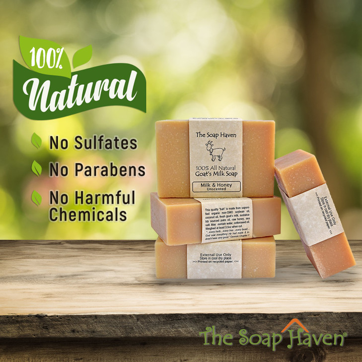 4 Goat Milk Soap Bars with Honey Handmade in USA All Natural Soap Unscented Fragrance Free Fresh Goats Milk Wonderful fo