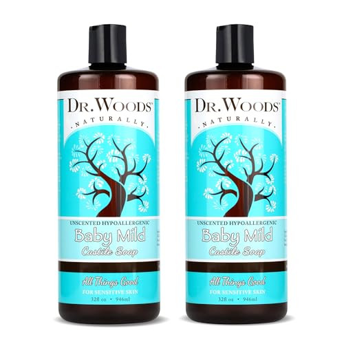 Dr Woods Unscented Baby Mild Liquid Castile Soap Natural Soap for Sensitive Skin Gentle Cleanser with Hemp Oil and Vitam