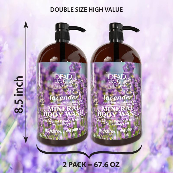 Dead Sea Collection Lavender Body Wash for Women and Men with Pure Dead Sea Minerals and Lavender Oil Gentle Cleanses an