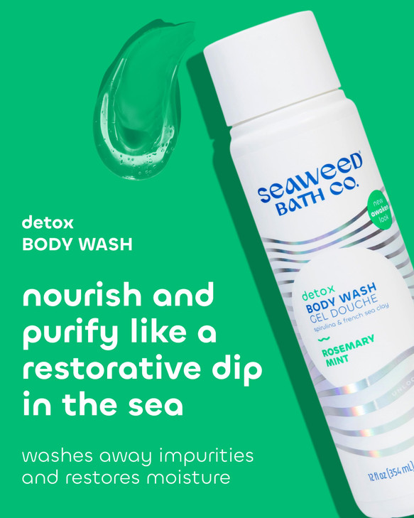 Seaweed Bath Co Detox Body Wash Rosemary Mint Hydrating Foaming Cleanser with Refreshing Natural Ingredients Vegan Parab