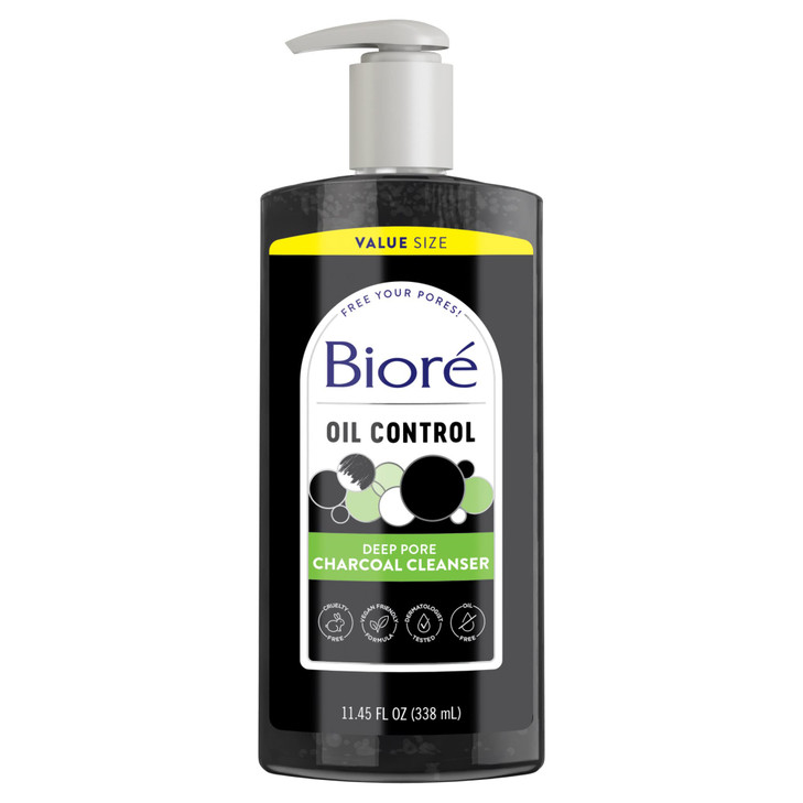 Biore Deep Pore Charcoal Face Wash Daily Facial Cleanser for Dirt Makeup Removal for Oily Skin Value Size 1145 fl oz