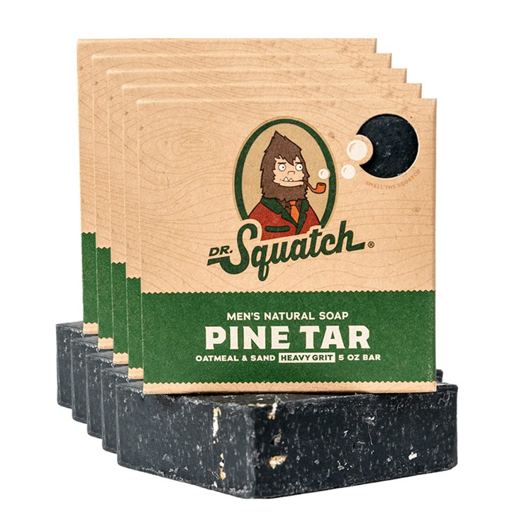 Dr Squatch Natural Mens Bar Soap Cold Process Body Soap Bar with Natural Oils Gifts for Men Pine Tar 5 oz 5Pack