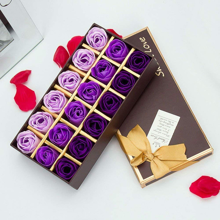 Little World Bath Soap Rose Flower Floral Scented Rose Petals for Bath Petals Body Soap in Gift Box for Valentines Day A