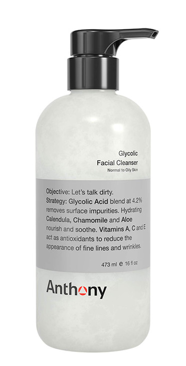 Anthony Glycolic Facial Cleanser for Men Daily Exfoliating Hydrating Face Wash Shave Prep NonFoaming Deep Cleansing Gent