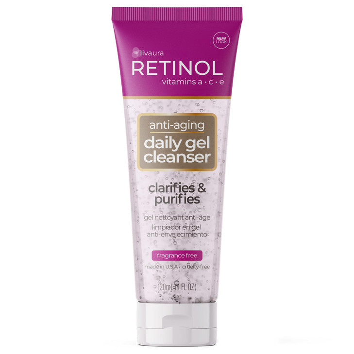 LIVAURA Retinol AntiAging Gel Cleanser Gently Cleans Impurities From Pores Exfoliates for Soft Smooth Skin AntioxidantRi