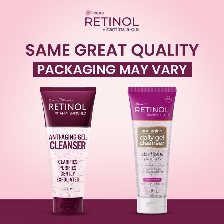 LIVAURA Retinol AntiAging Gel Cleanser Gently Cleans Impurities From Pores Exfoliates for Soft Smooth Skin AntioxidantRi