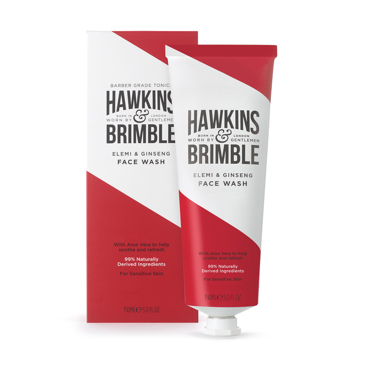 Hawkins Brimble Mens Face Wash 150ml Aloe Vera Face Wash for Sensitive Skin Cool Assist in Removal of Excess Oil Soothe