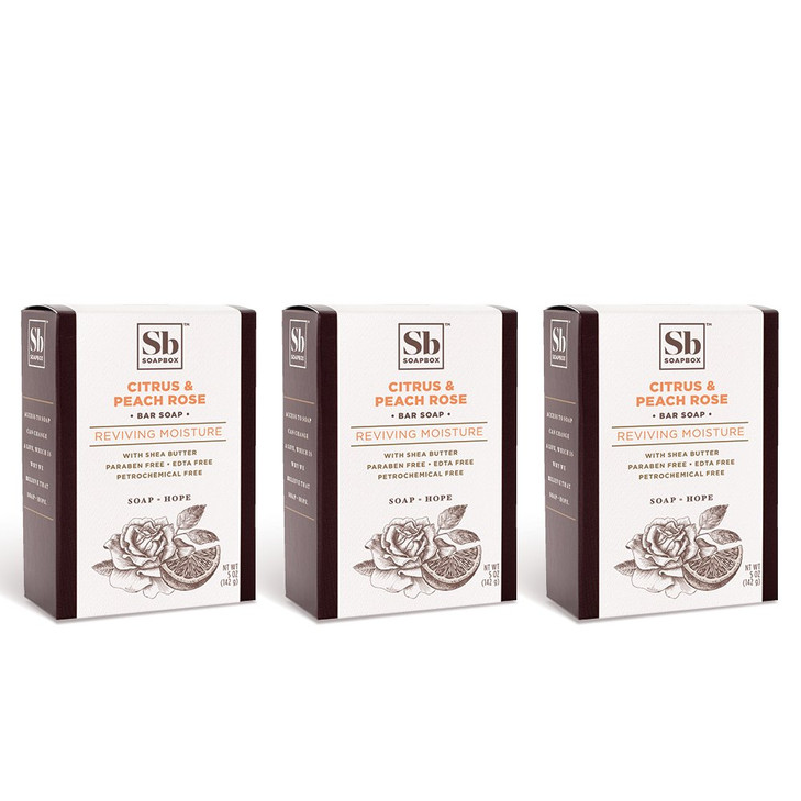 Soapbox Bar Soap Moisturizing Exfoliating Bar Soap with Shea Butter Olive Oil Citrus Peach Rose Scented Bath Soap Natura