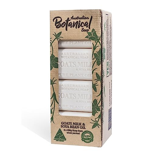 Australian Botanical Soap Goats Milk Bars 66 oz Each Pack of 8 Triple Milled with Soya Bean Oil Organic African Shea But