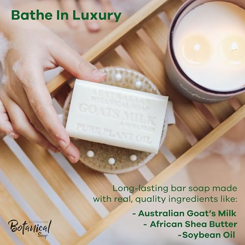 Australian Botanical Soap Goats Milk Bars 66 oz Each Pack of 8 Triple Milled with Soya Bean Oil Organic African Shea But