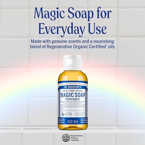 Dr Bronners Magic SoapPureCastile Liquid Soap 2 Ounce Variety Gift Pack Regenerative Organic Certified Oils 18in1 Uses B