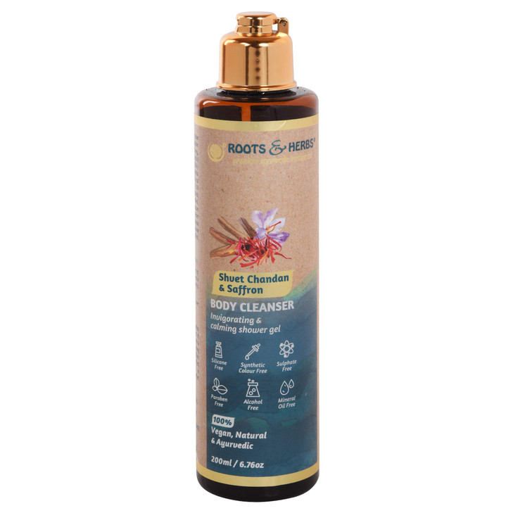 ROOTS AND HERBS Ayurvedic Body Wash shower gel red sandalwood Shvet Chandan Saffron 676 oz