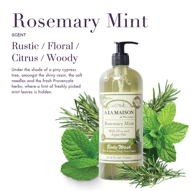 A LA MAISON Rosemary Mint Body Wash 2536 Fl Oz Natural Hand Wash Made with Essential Oils Biodegradable PlantBased Vegan