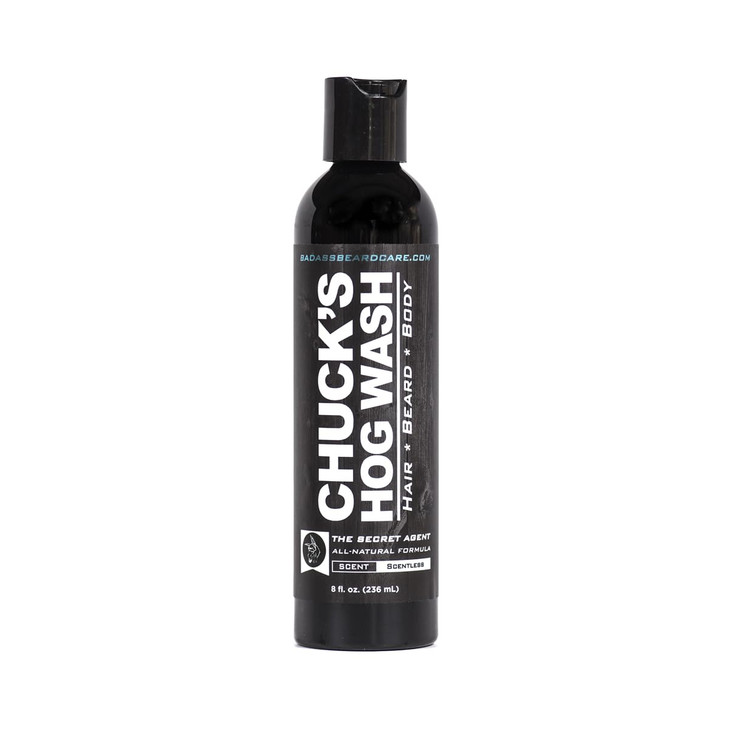 Chucks Hog Wash All Natural Beard and Body Wash The Secret Agent Scent 8oz Leaves Your Beard Softer than its Ever Been a