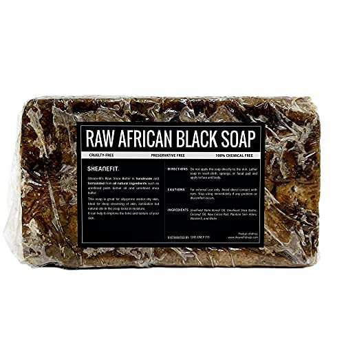 Sheanefit Raw African Black Soap Bar For All Skin Types Face Body Hair Soap Bulk Bars 15 Ounce Pack of 1