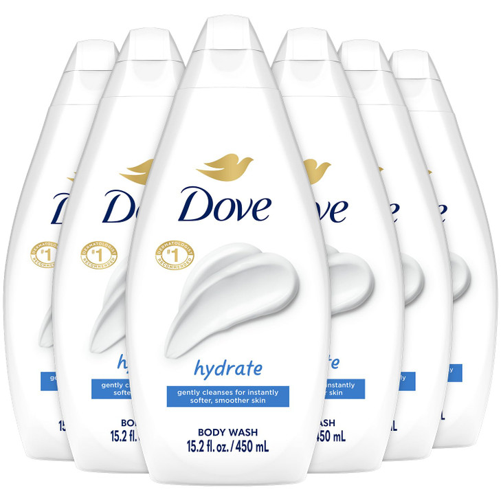 Dove Body Wash Hydrate 6Pack Moisturizing Cleanser for Smooth Soft Skin 1522 Oz Ea