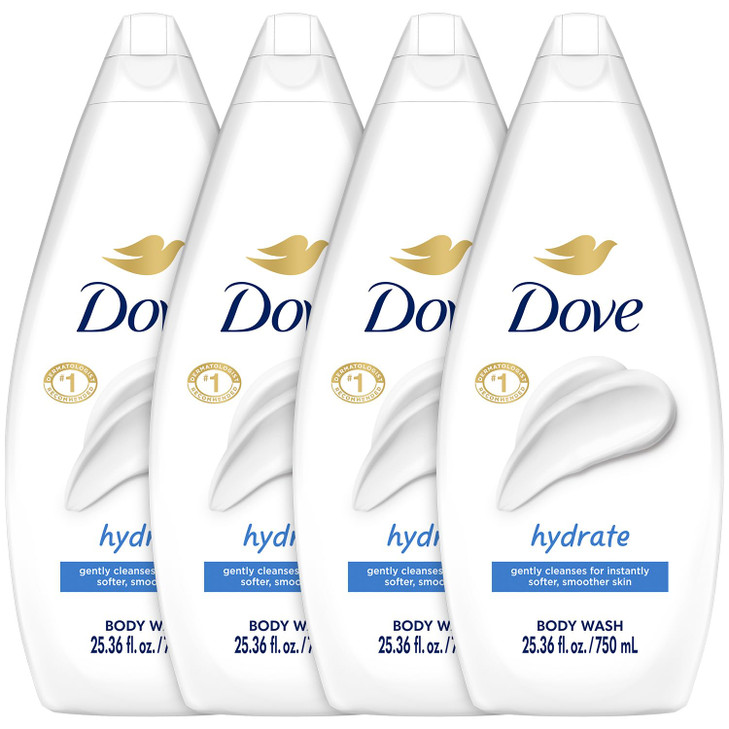 Dove Body Wash Hydrate 4Pack Moisturizing Cleanser for Smooth Soft Skin 253 Oz Ea
