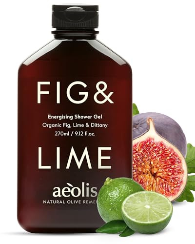 AEOLIS Refreshing Shower Gel with Fig and Lime Greek Olive Oil Shower Gel for Men Women Clean Beauty Body Cleanser Natur