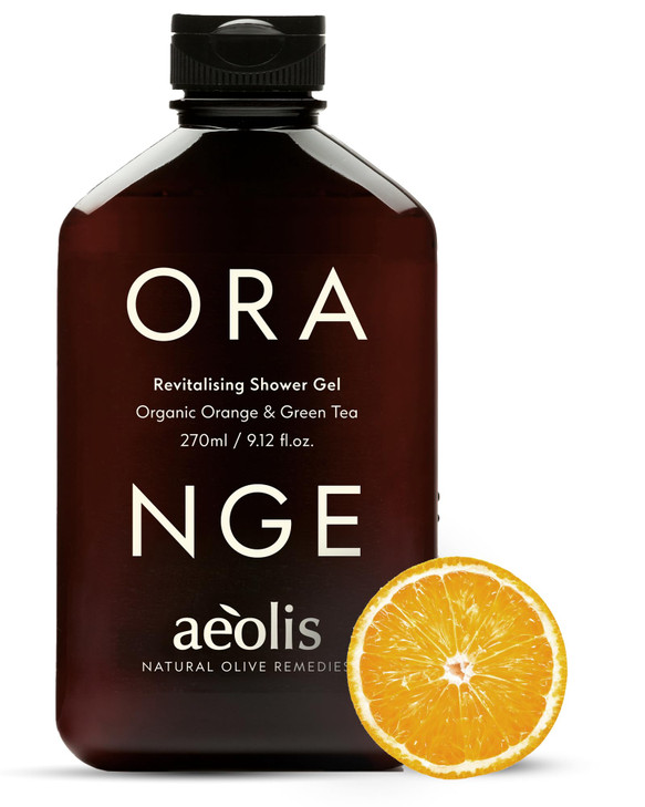 AEOLIS Refreshing Shower Gel with Orange Green Tea Greek Olive Oil Shower Gel for Men Women Gentle Body Cleanser Natural