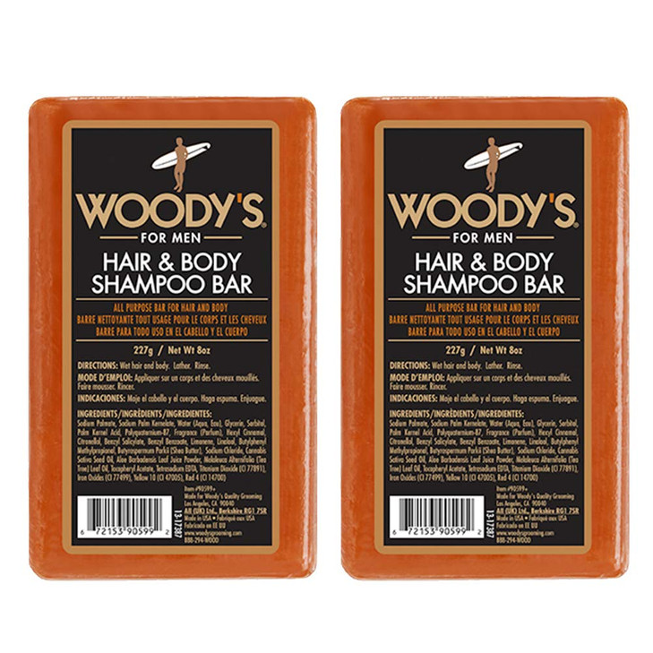Woodys Hair Body Shampoo Bar for Men 2in1 Solid Shampoo Bar Body Wash Deep Cleansing Moisturizing Refreshing Scent 8 oz