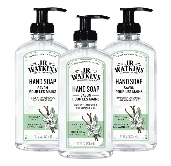 JR Watkins Gel Hand Soap 3 Pack of 11 Fl Oz Vanilla Mint