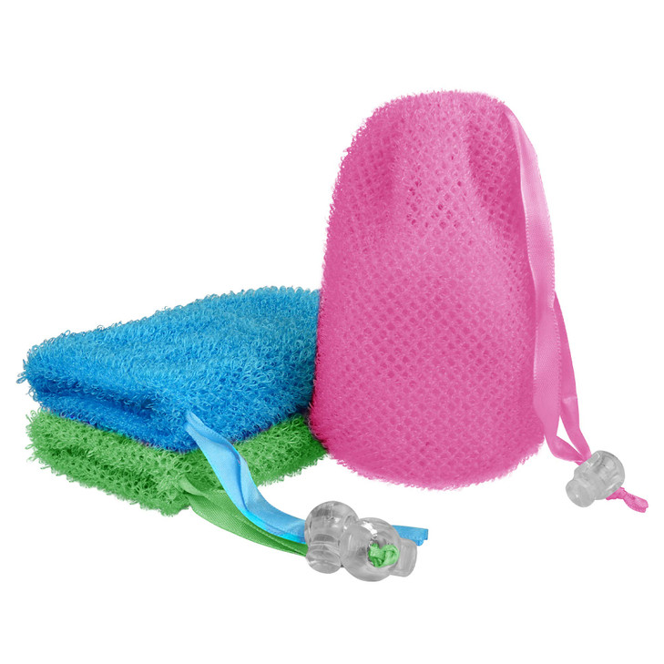 Linkidea Exfoliating Mesh Soap Bag Nylon Bar Soap Saver Pouch with Drawstring Exfoliator Body Scrubber Soap Pocket Holde