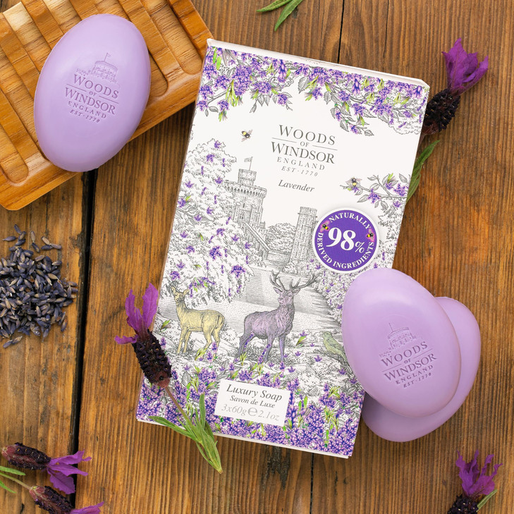 Woods of Windsor Lavender Soap Bars Moisturizing Soap Bar with Shea Butter Vegetable Based Fine Milled Soap with Notes o
