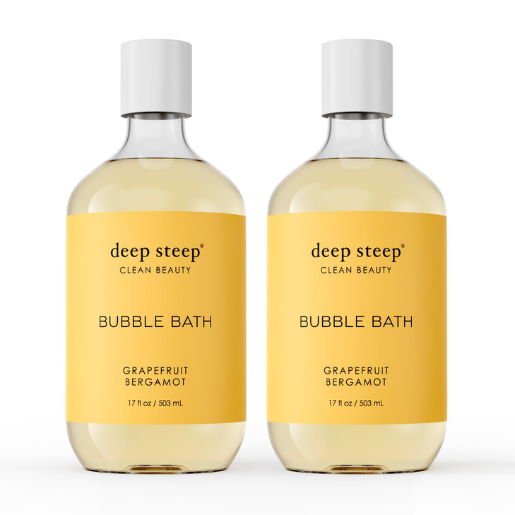 Deep Steep Bubble Bath Grapefruit Bergamot 17 oz Pack of 2 Hypoallergenic Clinically Tested Soothing Soak with Shea Butt