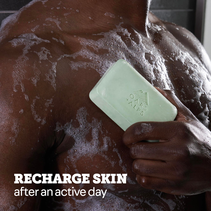 Oars Alps Exfoliating Moisturizing Bar Soap for Men Deep Cleaning Soap Clean Ingredients All Skin Types Epsom Salt 1pk