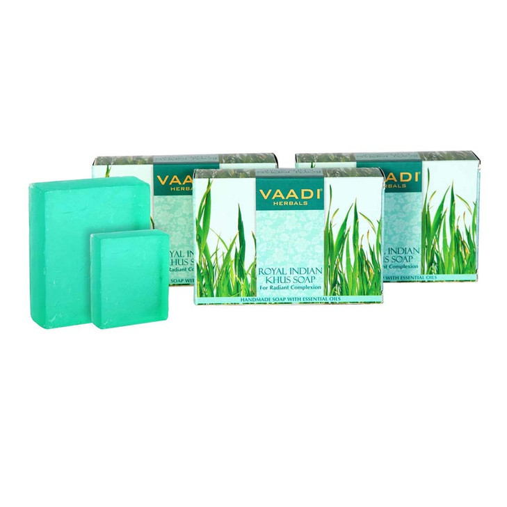 Vaadi Herbals Vetiver Soap Royal Indian Khus Bar Handmade Herbal Product with 100 Pure Essential Oils ALL Natural Each 2