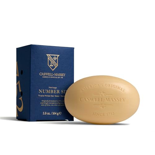 CaswellMassey Number Six Natural Bar Soap for Men Moisturizing Body Soap Bar for All Skin Types Made with Essential Oils