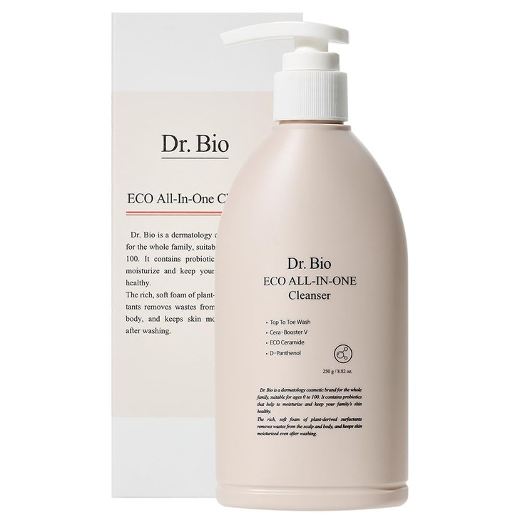 DrBio Eco AllinOne Cleanser Face Body Wash for Sensitive Skin with Ceramide Probiotics Cica Vegan FragranceFree Mild Gen