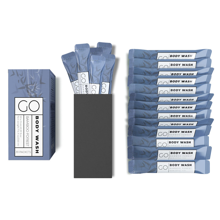 Go Essentials Travel Size Body Wash Packets Single Use amenity for Women Men TSA Travel Size Toiletries