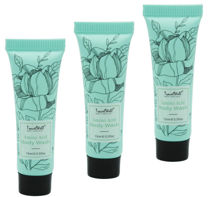 Travel Well Body Wash for Hotel 05 fl oz 15 mL 200 Tubes Moisturizing Coconut Body Wash Shower Gel for Travel Essentials