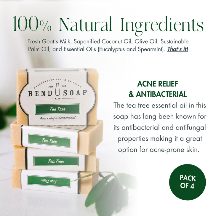Bend Soap Company Tea Tree Goat Milk Soap All Natural Paraben and GMO Free Handmade in USA Soothe Cracked Skin Relax and