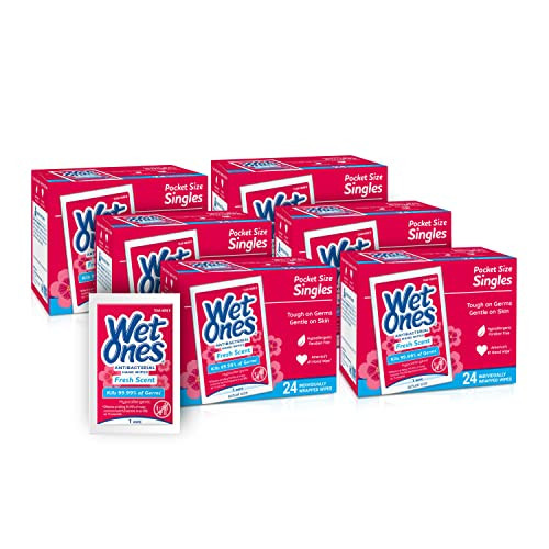 Wet Ones Antibacterial Hand Wipes Fresh Scent Individually Wrapped 24 ct 6 pack