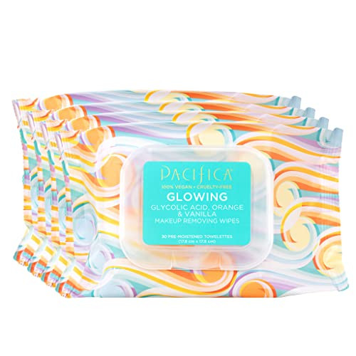 Pacifica Beauty Glowing Makeup Remover Wipes Gycolic Acid Coconut Water Aloe Infused Daily Cleansing Exfoliating Clean S